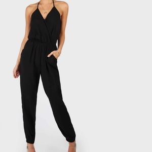 Surplice Self Tie Halter Jumpsuit